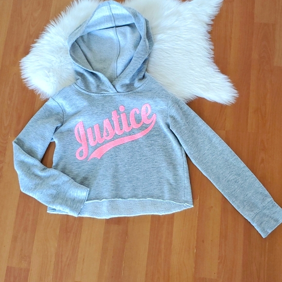 Justice Other - Justice gray cropped hoodie sweatshirt sz 6/7